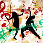 音符と踊るシルエット