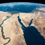 エジプトからイスラエルにかけての上空写真